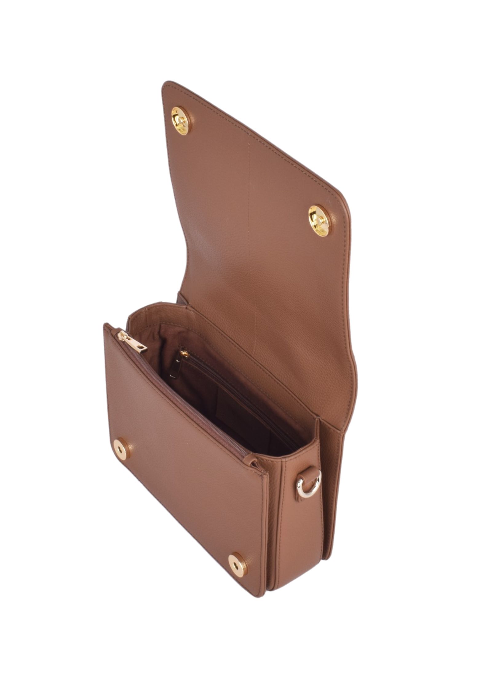 Split Flap Crossbody Kette, cognac